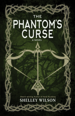 The Phantom's Curse book cover in dark green with a cross bow in the centre of the page